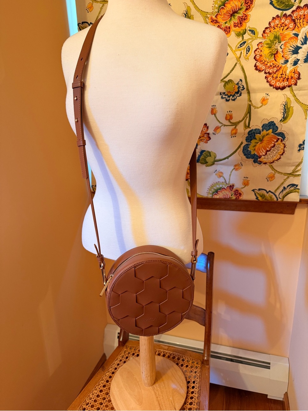 Marc Cain Womenβs Small Light Brown Round Crossbody Bag - Size 7 x 3 deep
